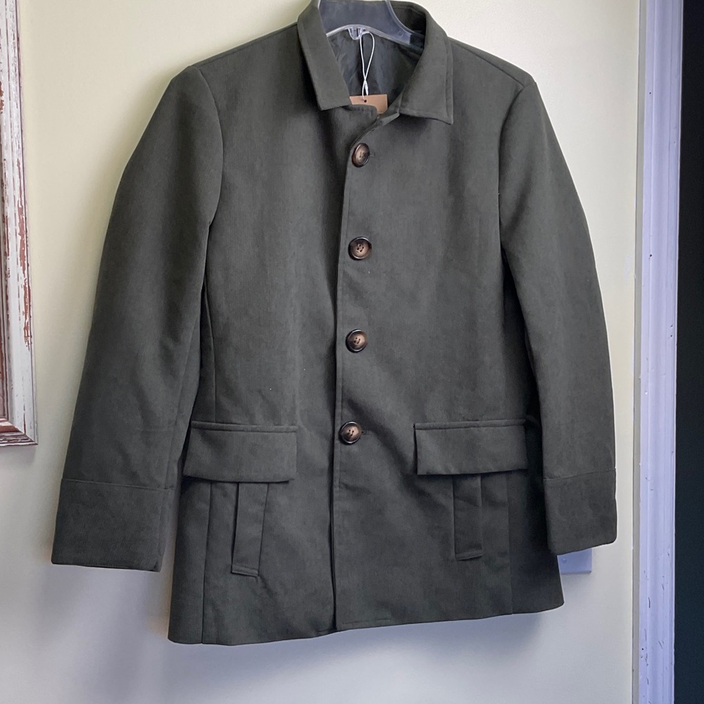 Manly Men's Olive Green Pea Coat